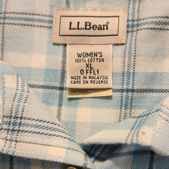 Classic LL Bean Women's XL Scotch Plaid Flannel Shirt 100% Cotton Soft Cozy EUC - Picture 2 of 5